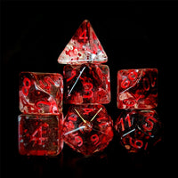 Thumbnail for Glitter in Clear Red Acrylic - 7pcs RPG Full Dice Set Dark Stack