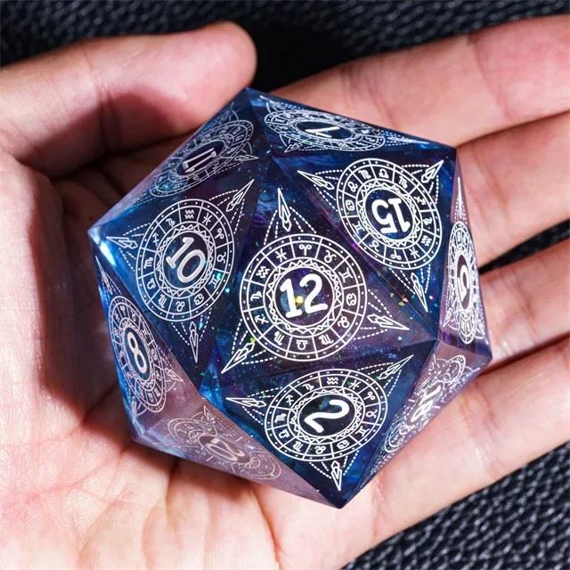 Constellation in Clear & Blue Sharp Resin - D20 RPG Dice