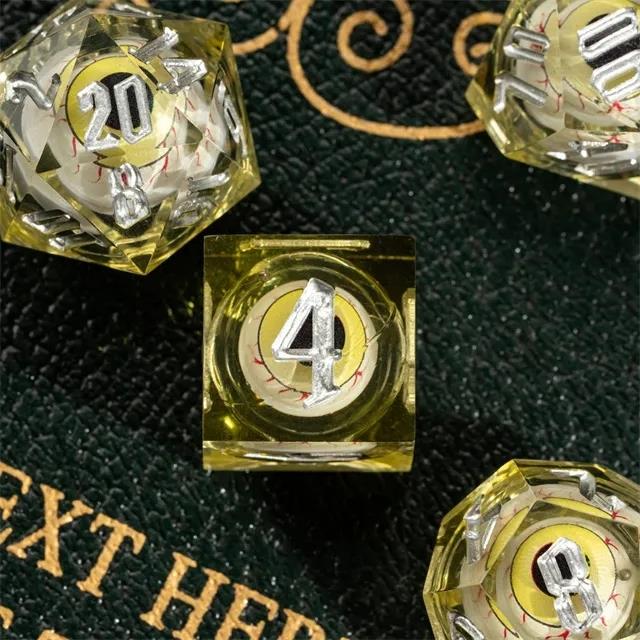 Eye Ball in Yellow Filled Sharp Resin - 7pcs RPG Dice Set