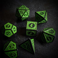 Thumbnail for Green Lattice on Black Acrylic - 7pcs RPG Full Dice Set