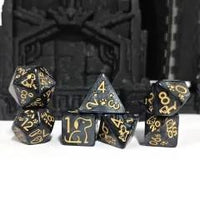 Thumbnail for 7pcs Dice Acrylic Pattern Dogs Gold Font Black