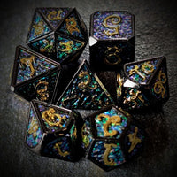 Thumbnail for Glitter Pink Enamel in Black Metal - 7pcs RPG Dice Set