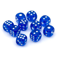 Thumbnail for 30pcs D6 12mm Dice Acrylic Pip White Font Clear Dark Blue