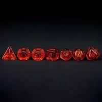 Thumbnail for Cogs in Clear & Orange Resin - 7pcs RPG Full Dice Set