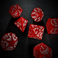 Thumbnail for White Dragon on Red Acrylic - 7pcs RPG Full Dice Set
