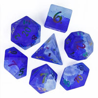 Thumbnail for Cracked & Frosted Clear Blue Glass - 7pcs RPG Dice Set