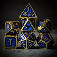 Thumbnail for Glitter Blue Enamel in Gold Metal - 7pcs RPG Dice Set