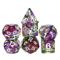 Thumbnail for 7pcs Dice Resin Swirl White Font Clear Green Purple