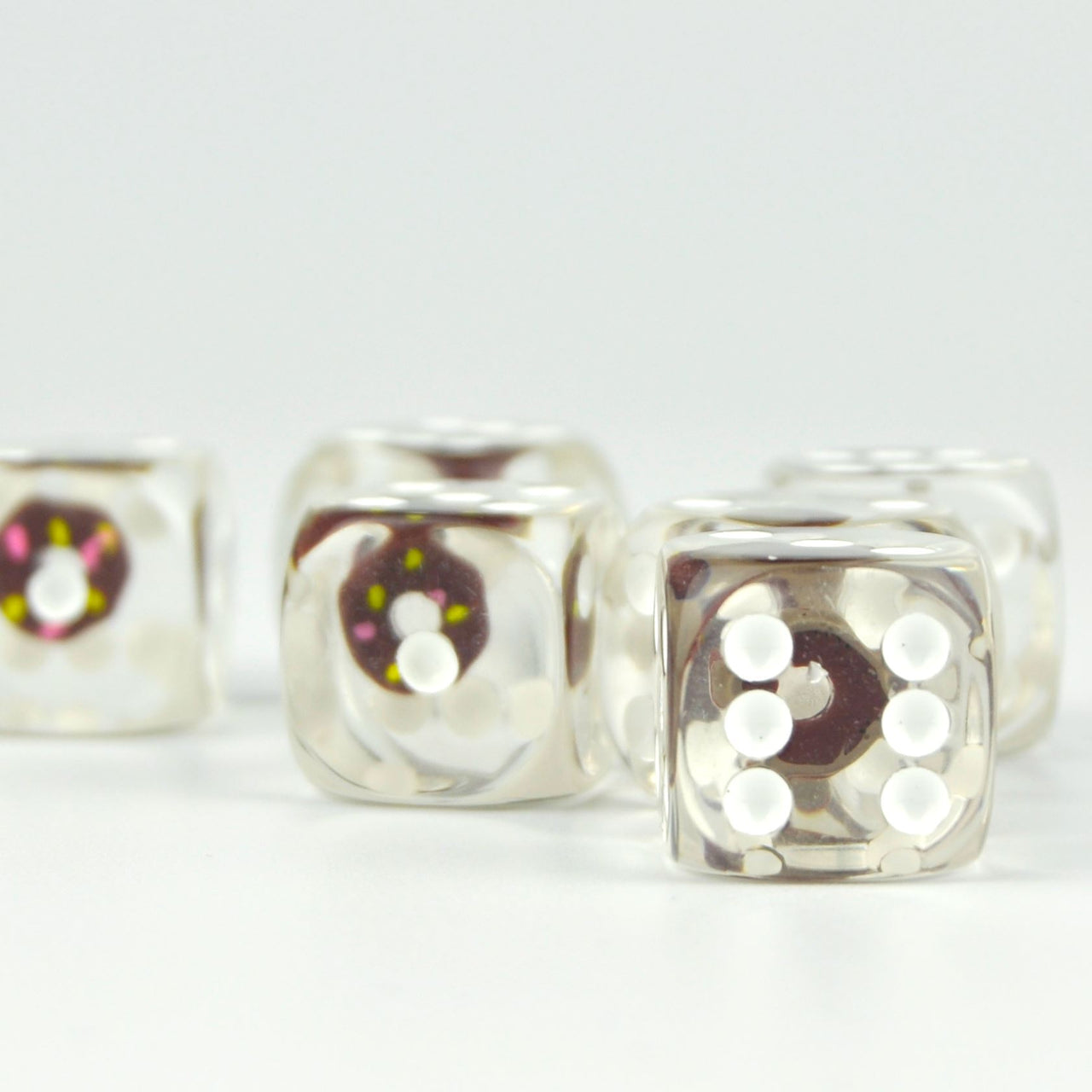 Brown Donut in Clear Resin - 6pcs D6 RPG Dice Set