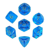 Thumbnail for 7pcs Dice Gem Glass Facet Gold Font Blue (UD)