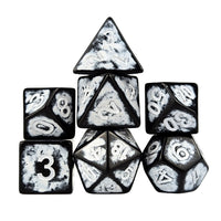 Thumbnail for Washed White on Black Acrylic - 7pcs RPG Full Dice Set