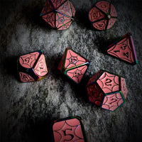 Thumbnail for Pink Spider's Web in Rainbow Metal - 7pcs RPG Dice Set