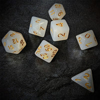 Thumbnail for Glitter in White Acrylic - 7pcs RPG Full Dice Set Scatter