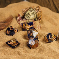 Thumbnail for Foil Feather Black, Blue & Clear Filled Sharp Resin - 7pcs RPG Dice Set