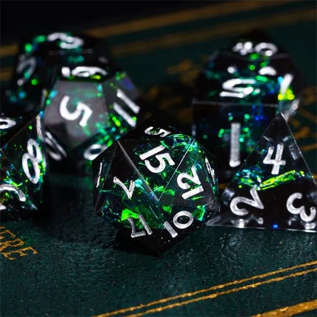 Candy in Black Mini Sharp Resin - 7pcs RPG Dice Set