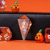 Thumbnail for Halloween Ghosts in Orange Filled Sharp Resin - 7pcs RPG Dice Set