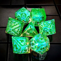 Thumbnail for Mythology on Clear with Candy Sharp Resin - 7pcs RPG Dice Set