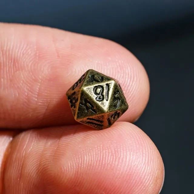 Worn Wash and Bronze Dwarven Totem with Mini Dice - Pendant