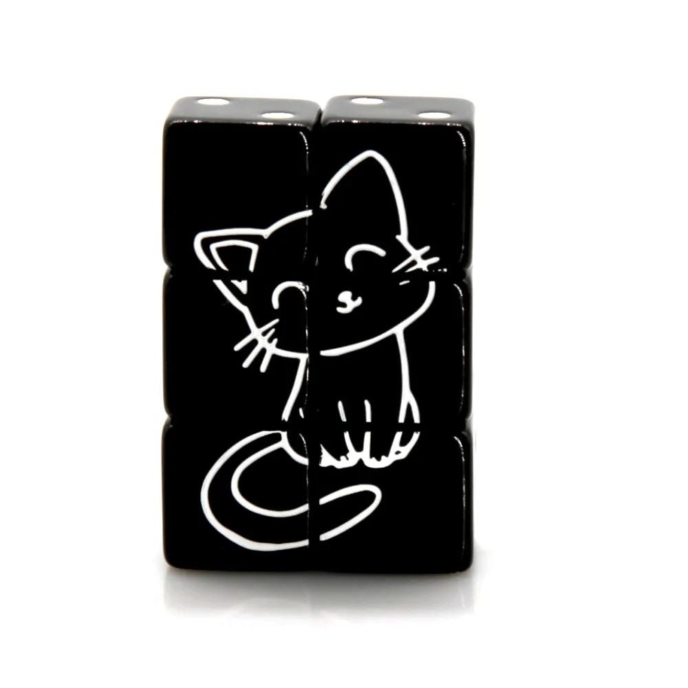 Cat on Black Resin - 6pcs D6 RPG Dice Set