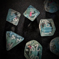 Thumbnail for Octopus in Clear & Blue Resin - 7pcs RPG Full Dice Set