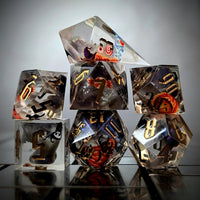 Thumbnail for Halloween Spooky in Grey Filled Sharp Resin - 7pcs RPG Dice Set