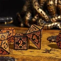 Thumbnail for Orange Celtic Knot on Black Acrylic - 7pcs RPG Full Dice Set