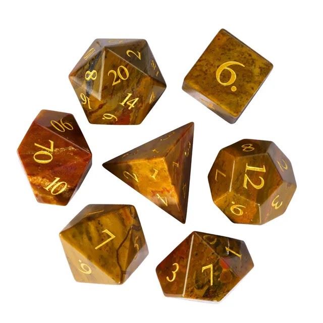 Orange Indian Agate Gemstone - 7pcs RPG Dice Set