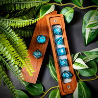 Thumbnail for 7pcs Dice Sharp Filled Liquid Silver Font Foil Glow Blue