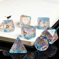 Thumbnail for 7pcs Dice Resin Layer Gold Font Transgender White Pink Blue