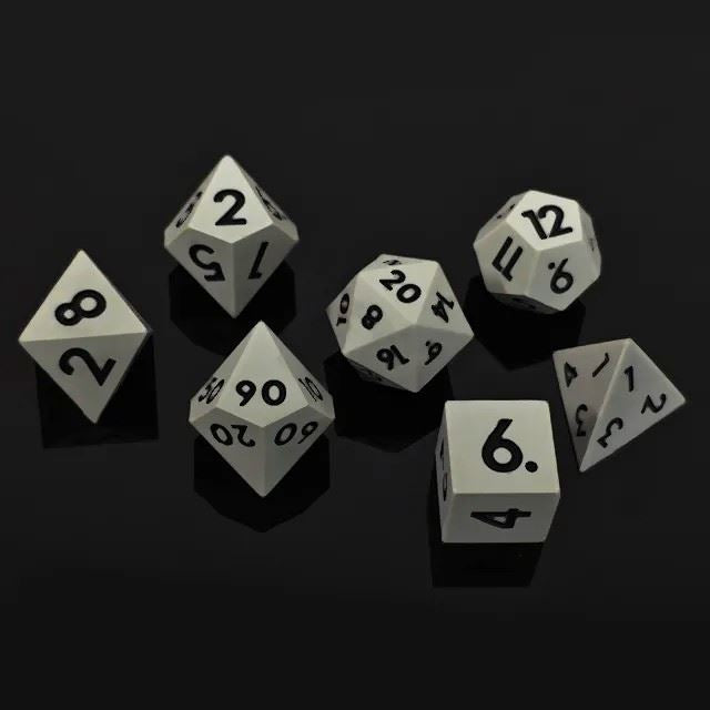 Black on Solid Grey Silicone - 7pcs RPG Full Dice Set