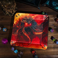 Thumbnail for Cthulu on Red PU Leather - Square Hard Dice Tray