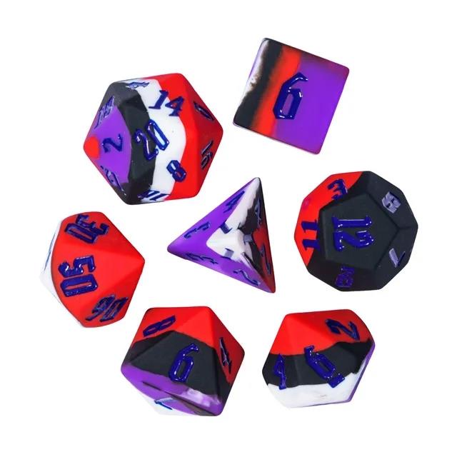 Red & white Layered Silicone - 7pcs RPG Full Dice Set