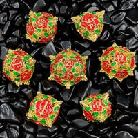 Thumbnail for 7pcs Dice Metal Hollow Rose Plant Gold Green Red