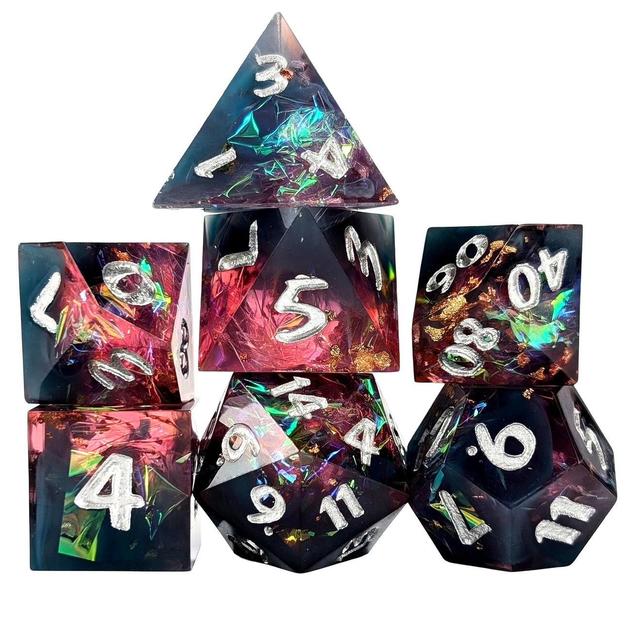 Candy in Pink & Blue Sharp Resin - 7pcs RPG Dice Set