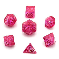 Thumbnail for 7pcs Dice Resin Pattern Foil Pink Font Pink