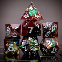 Thumbnail for Candy in Brown & Black Sharp Resin - 7pcs RPG Dice Set