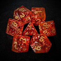 Thumbnail for Silver Foil in Clear & Red Resin - 7pcs RPG Full Dice Set