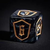 Thumbnail for 6pcs D6 16mm Dice Acrylic Gold Font Shield Black