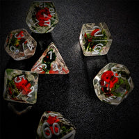 Thumbnail for Ladybird in Moss Clear Resin - 7pcs RPG Full Dice Set