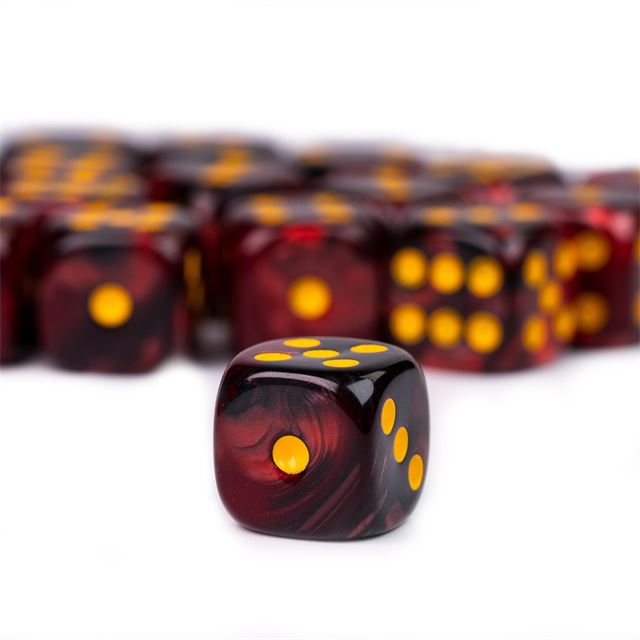 12mm Red & Black Acrylic - 10pcs D6 RPG Dice Set