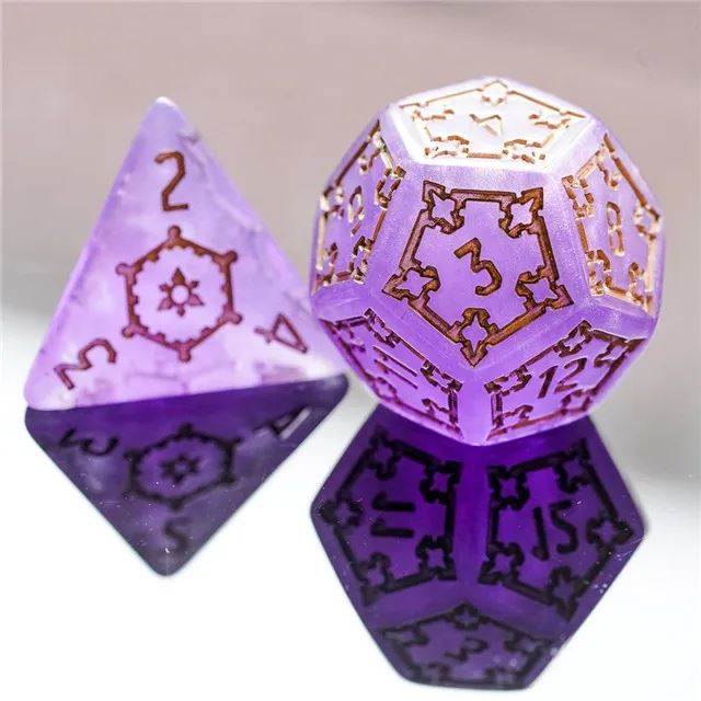 Castle on Blue Resin - 7pcs RPG Oversized Dice Set