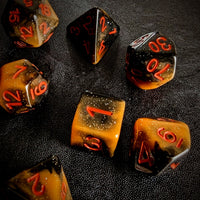 Thumbnail for Glitter in Black & Orange Acrylic - 7pcs RPG Full Dice Set