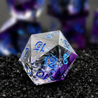 Thumbnail for Black Swirl in Purple & Black Sharp Resin - 7pcs RPG Dice Set