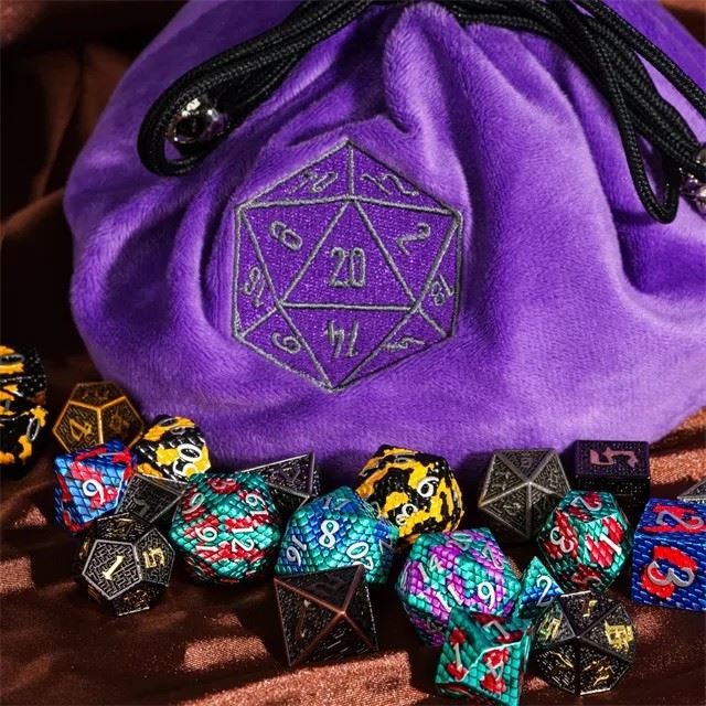 Purple Bag with Compartments - Soft Dice Storage