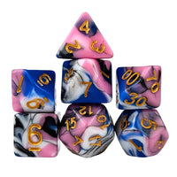 Thumbnail for 7pcs Dice Acrylic Blend Gold Font White Pink Blue Black