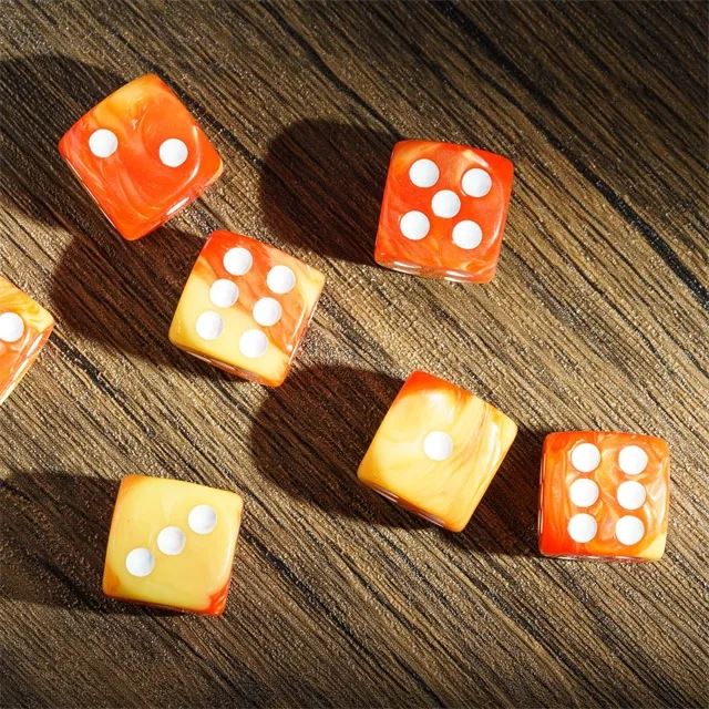 16mm Yellow & Orange Acrylic  - 6pcs D6 RPG Dice Set