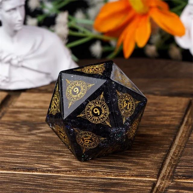 Astrology on Cracked Black Glass - D20 RPG Dice