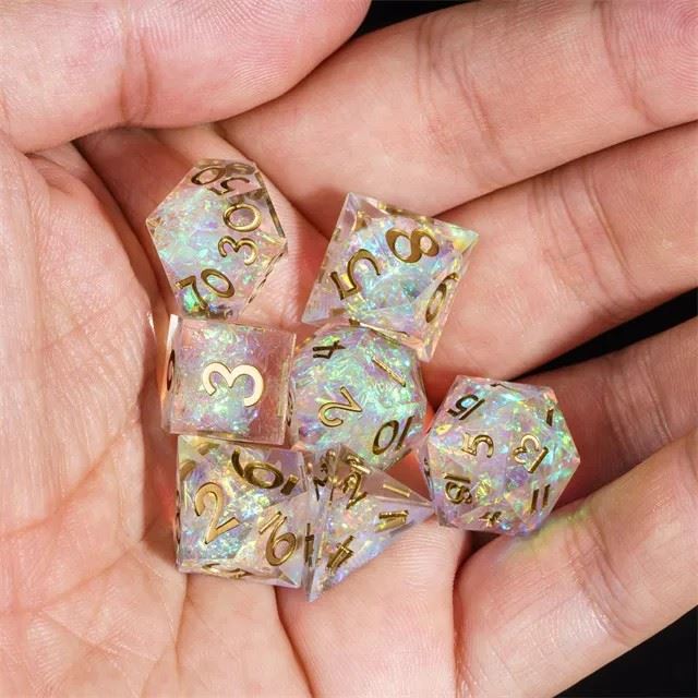 Candy in Clear Mini Sharp Resin - 7pcs RPG Dice Set