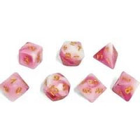 Thumbnail for 7pcs Dice Acrylic Mini Gold Font White Pink