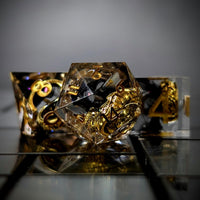 Thumbnail for Gold Ring in Black & Clear Filled Sharp Resin - 7pcs RPG Dice Set